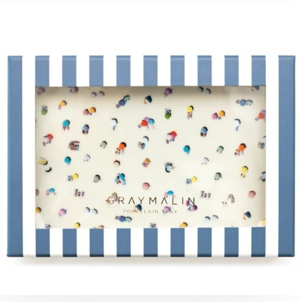 Gray Malin "The Beach" Umbrellas Porcelain Vanity Tray in gift box NEW